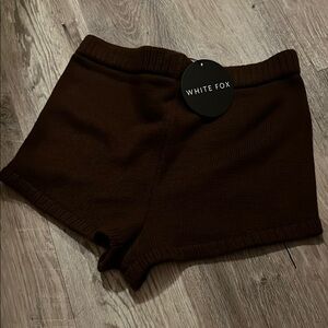 White Fox knitted booty shorts